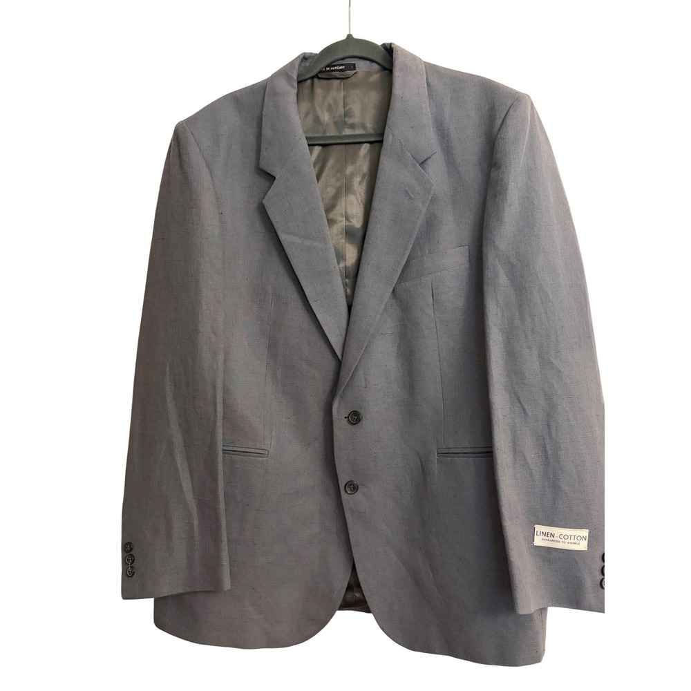 Dino Blazer 46R Blue‎ Linen, Cotton, Sport Coat, Summer, Wedding, Business, Men